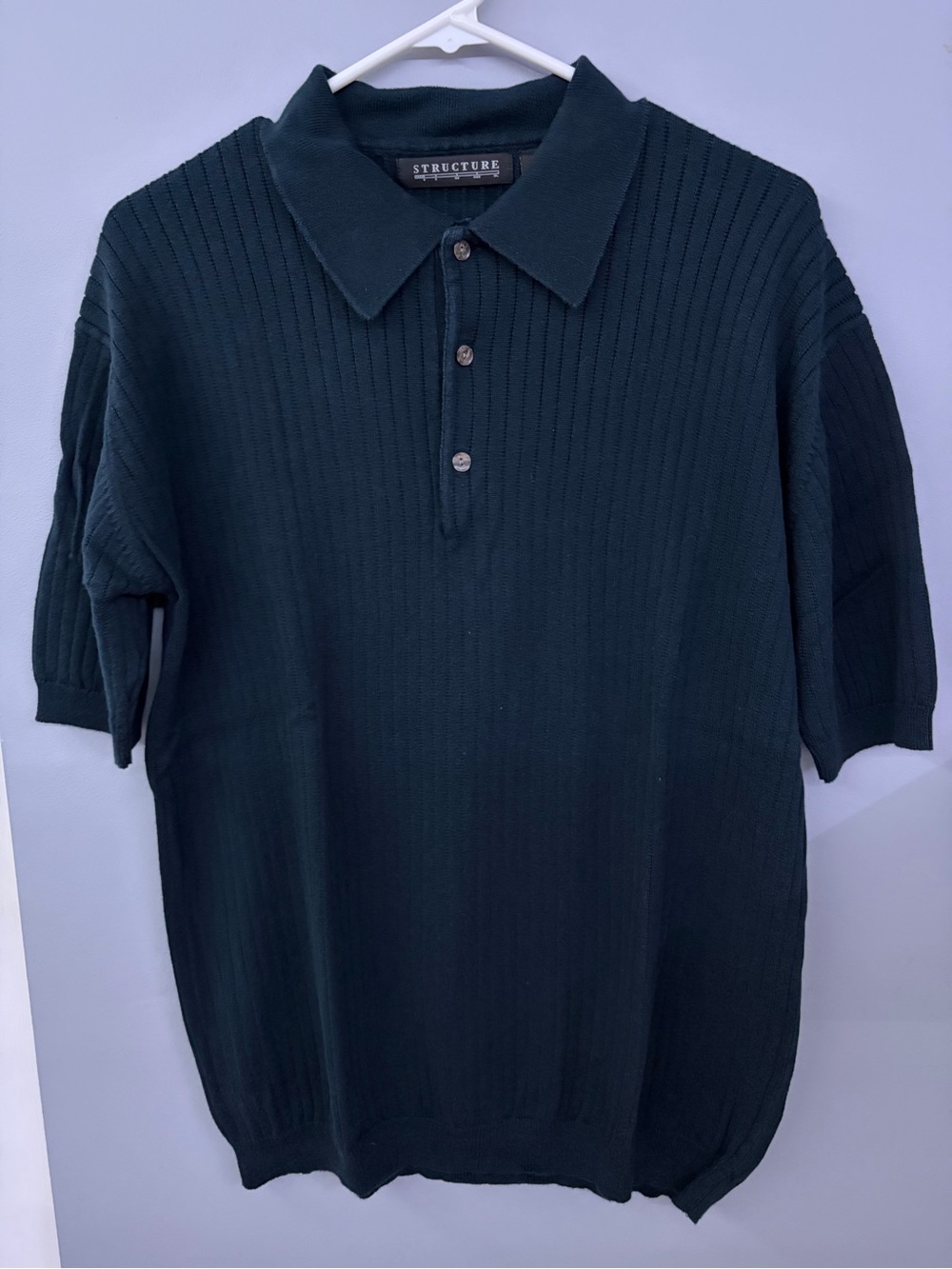 Structure Navy Men's Rib-Knit Polo